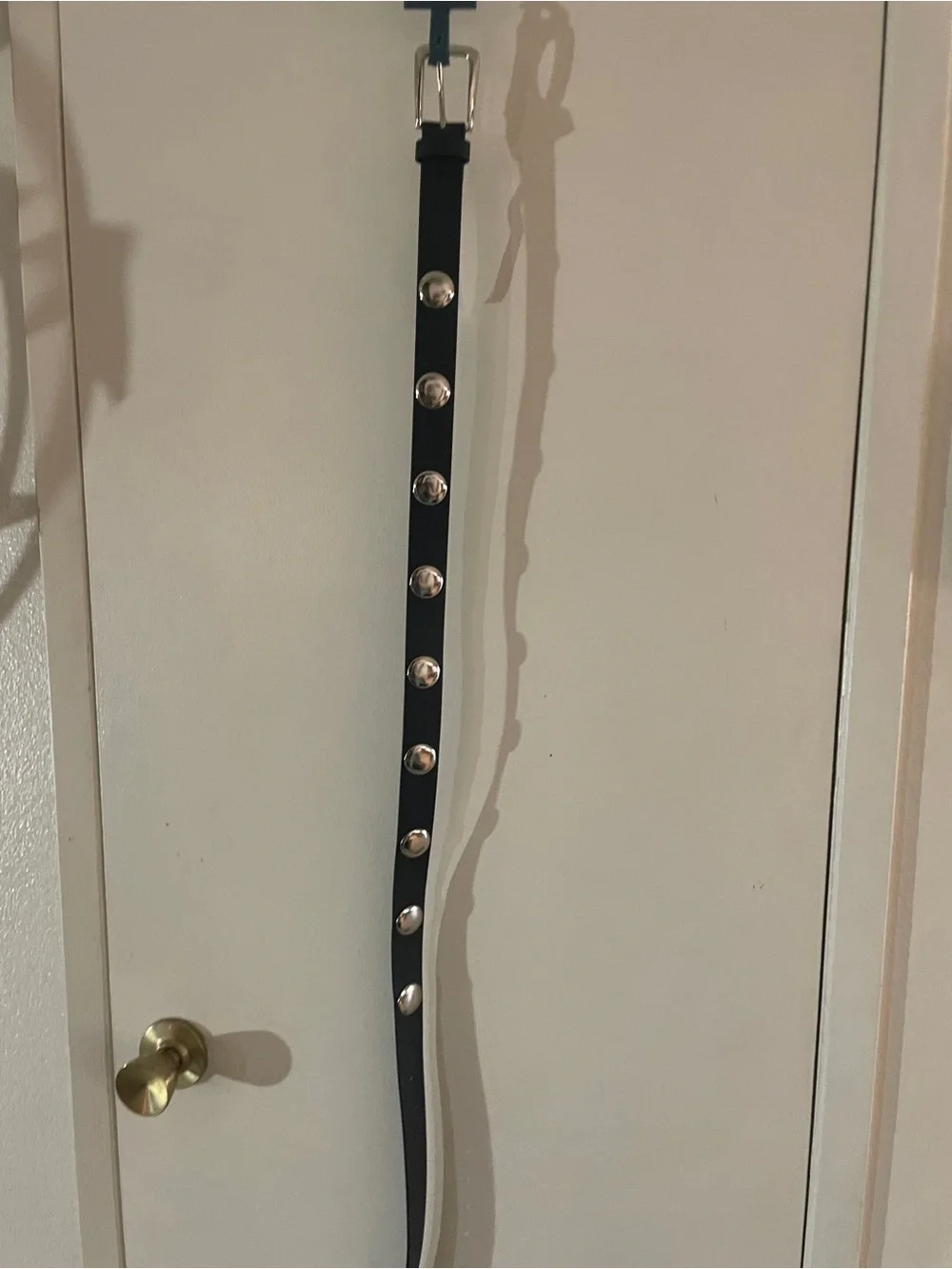 NWT Universal Thread Black Studded Skinny Belt Medium Silver Hardware